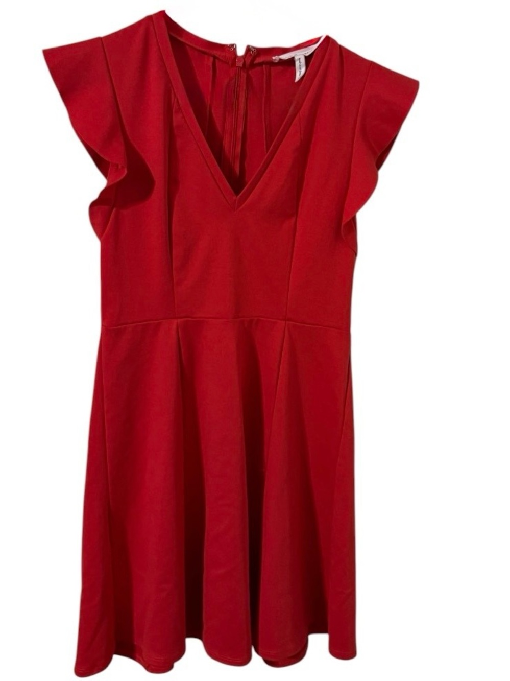 BCBGeneration Red V-Neck Flutter Sleeve Fit & Flare Dress